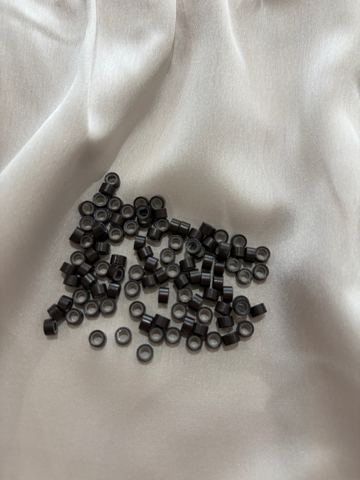 100 3# Dark Brown 5mm Silicone-Lined Aluminium Micro Beads