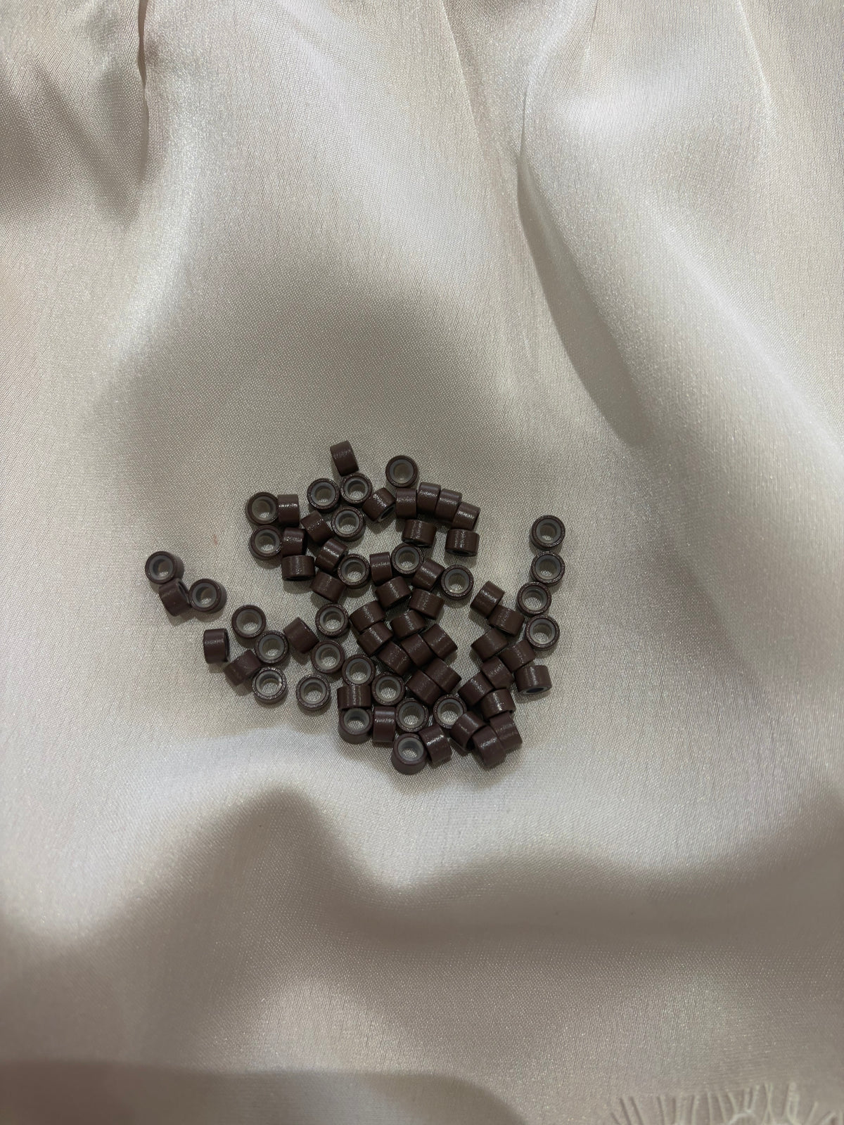 100 5# Brown 5mm Silicone-Lined Aluminium Micro Beads